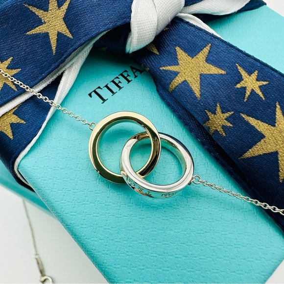 Tiffany & Co 1837 18K Rose Gold & Sterling Silver Interlocking Circles Necklace - Picture 3 of 11